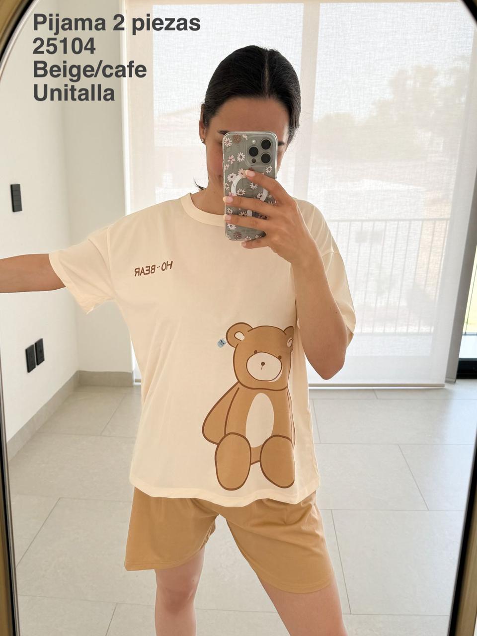 25104 Pijama 2 Piezas Beige/Café