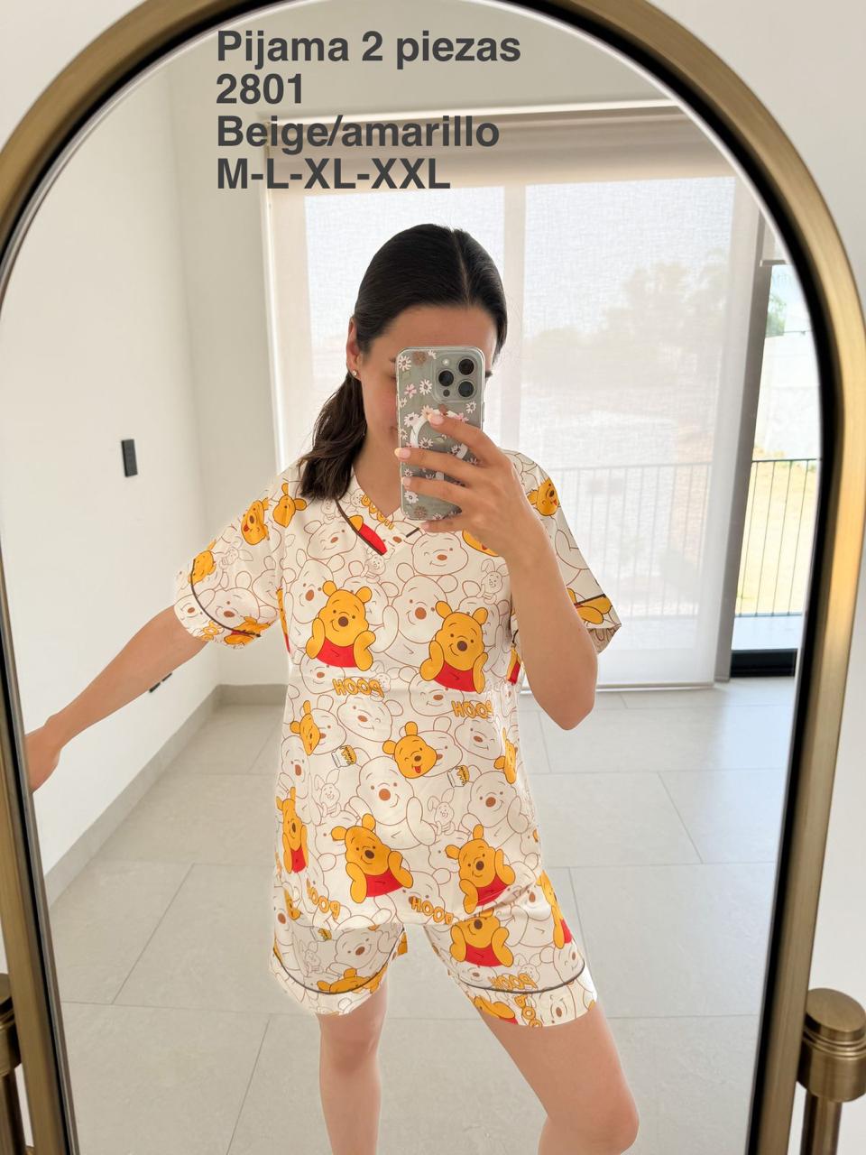 2801S Pijama 2 Piezas Beige/Amarillo