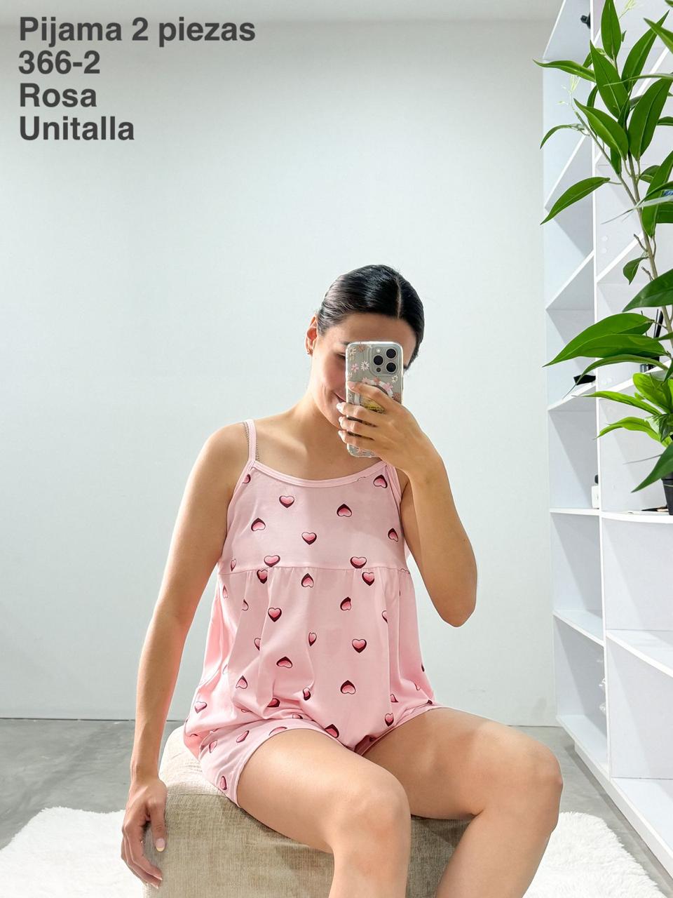 366-2 Pijama 2 Piezas Rosa