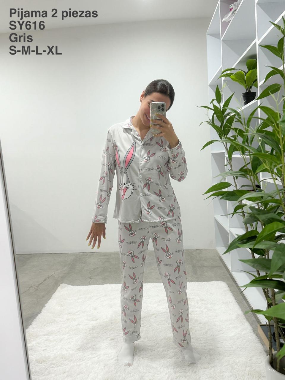 SY616 Pijama 2 Piezas Gris