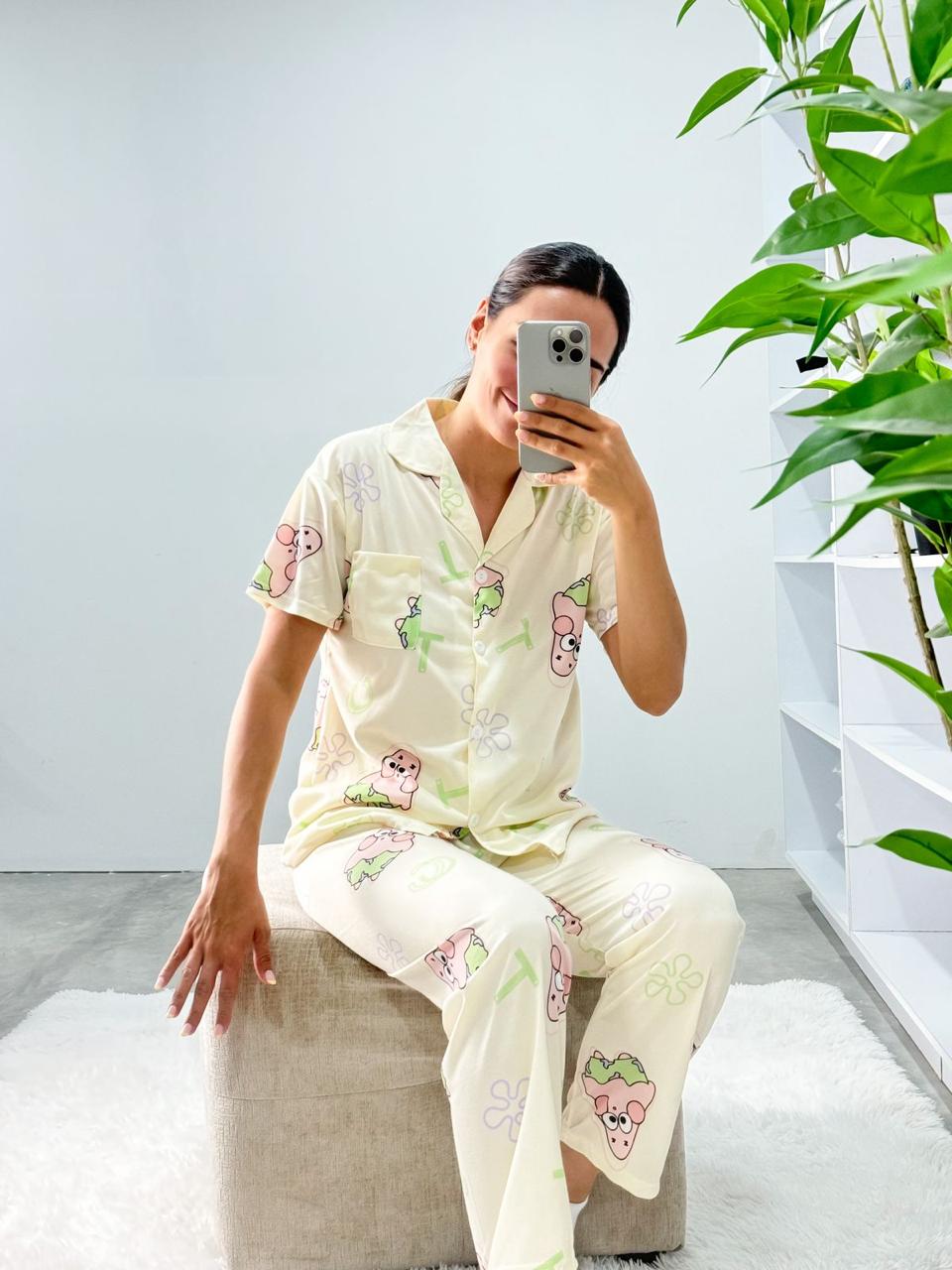 Z1003 Pijama 2 Piezas Beige