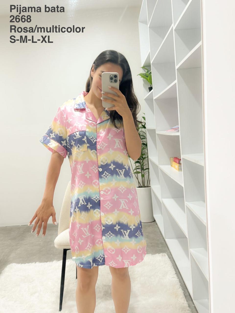 2668 Pijama Bata Rosa/Multicolor