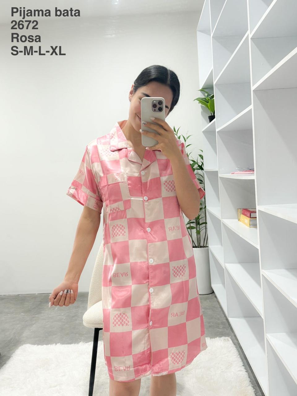 2672 Pijama Bata Rosa