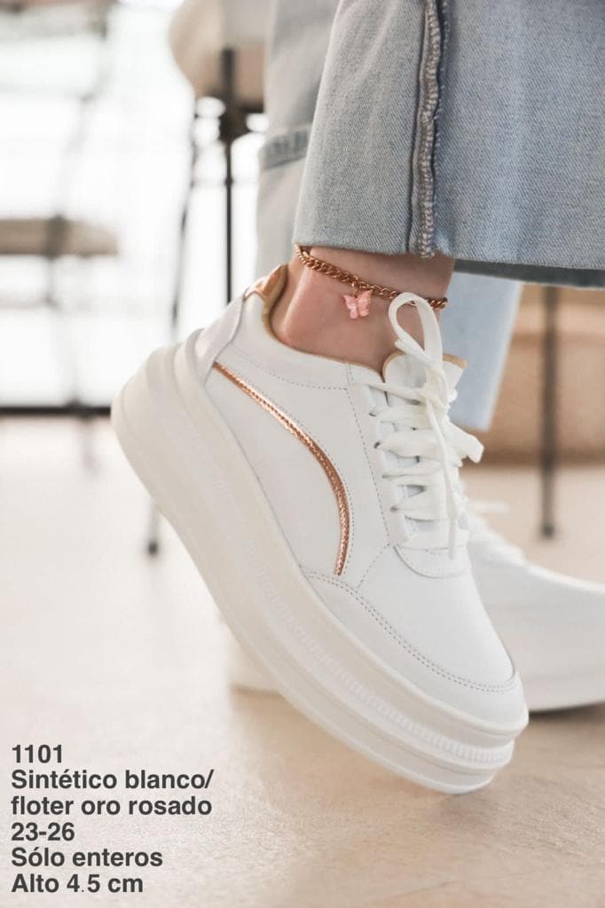 1101 Sintético Blanco/Floter Oro Rosado