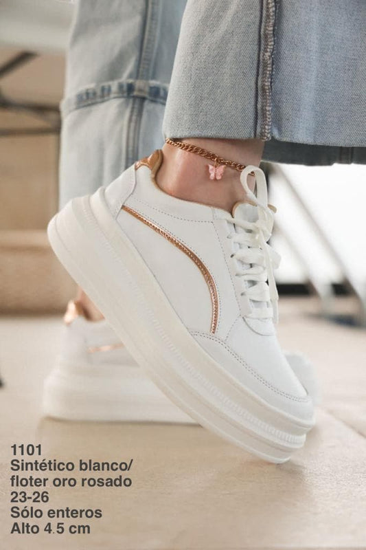 1101 Sintético Blanco/Floter Oro Rosado