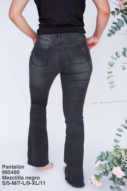 985480 Pantalón Mezclilla Negro