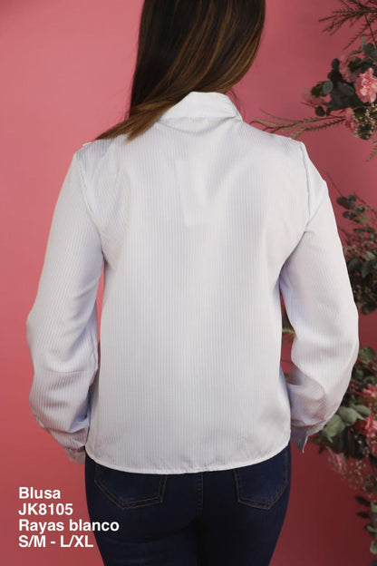 JK8105 Blusa Rayas Blanco