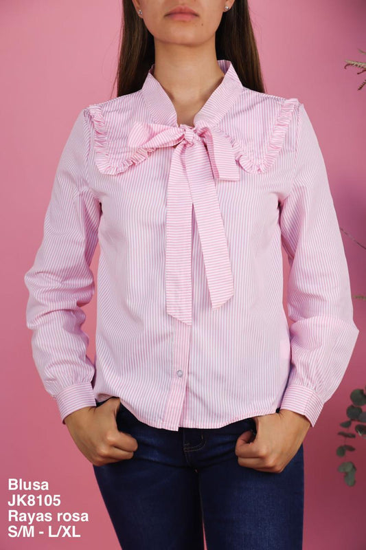 JK8105 Blusa Rayas Rosa